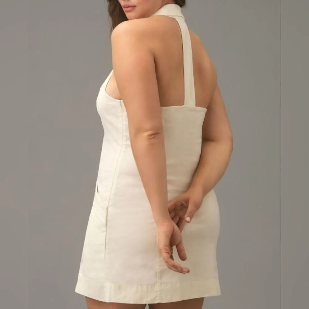 The Amelia Collared T-Back Mini Dress by Maeve Anthropologie, Ivory